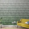 Fototapete Vlies Wellen Grafik 3D-Effekt grau grün 47252