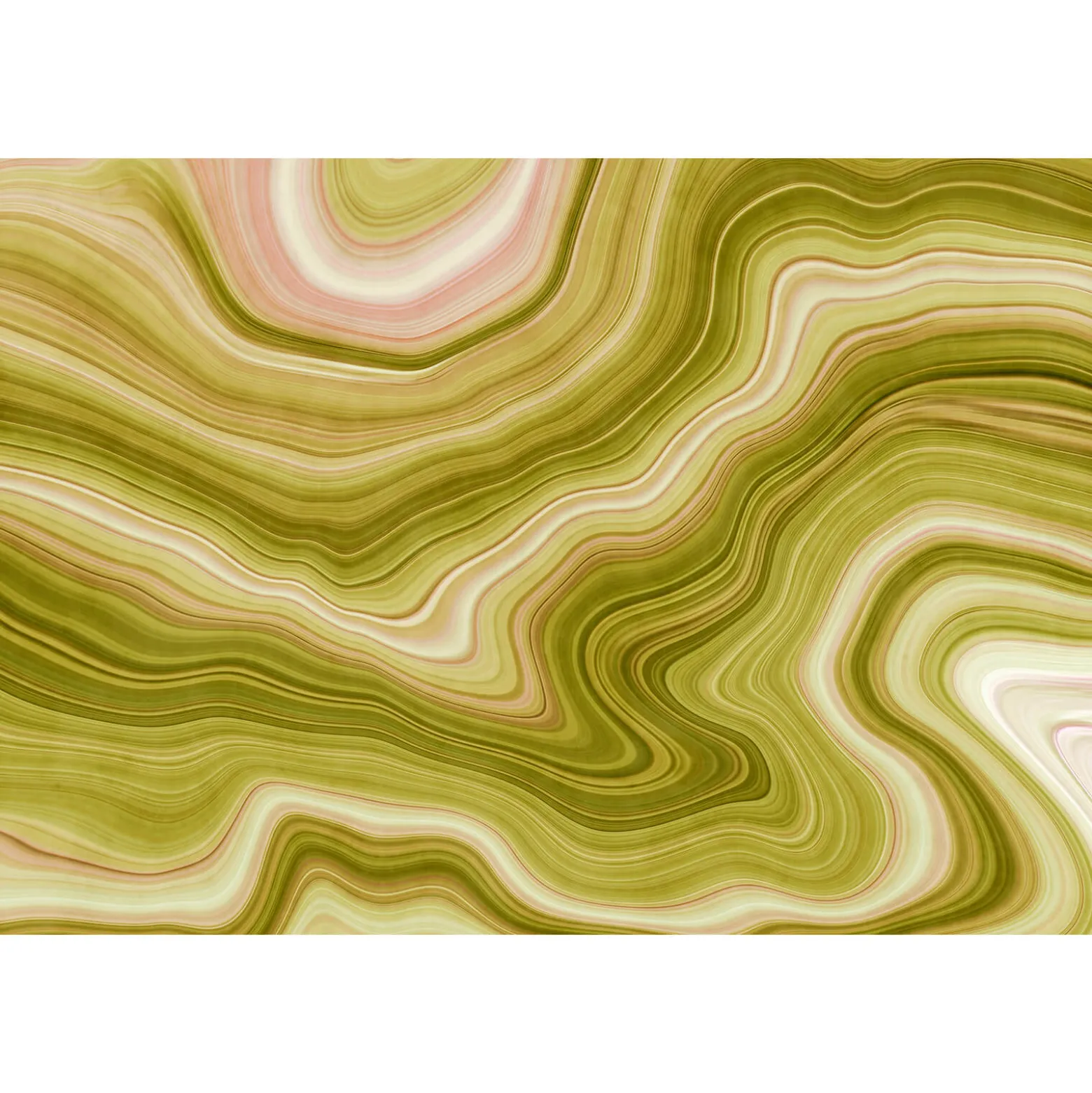 Fototapete Vlies Wellen Linien gelb grün weiß Premium