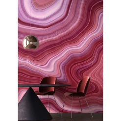 Fototapete Vlies Wellen Linien Marmor rot rosa Premium