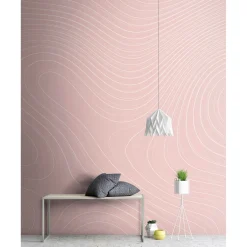 Fototapete Vlies Wellen Linien rosa-beige weiß Premium