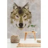 Fototapete Vlies Wolf Waben Grafisch grau braun Premium