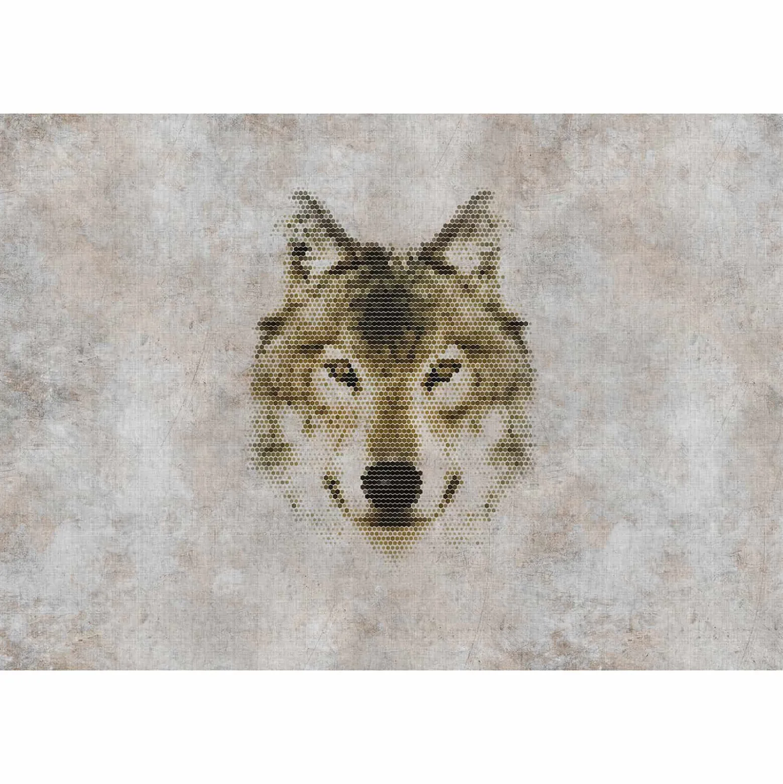 Fototapete Vlies Wolf Waben Grafisch grau braun Premium