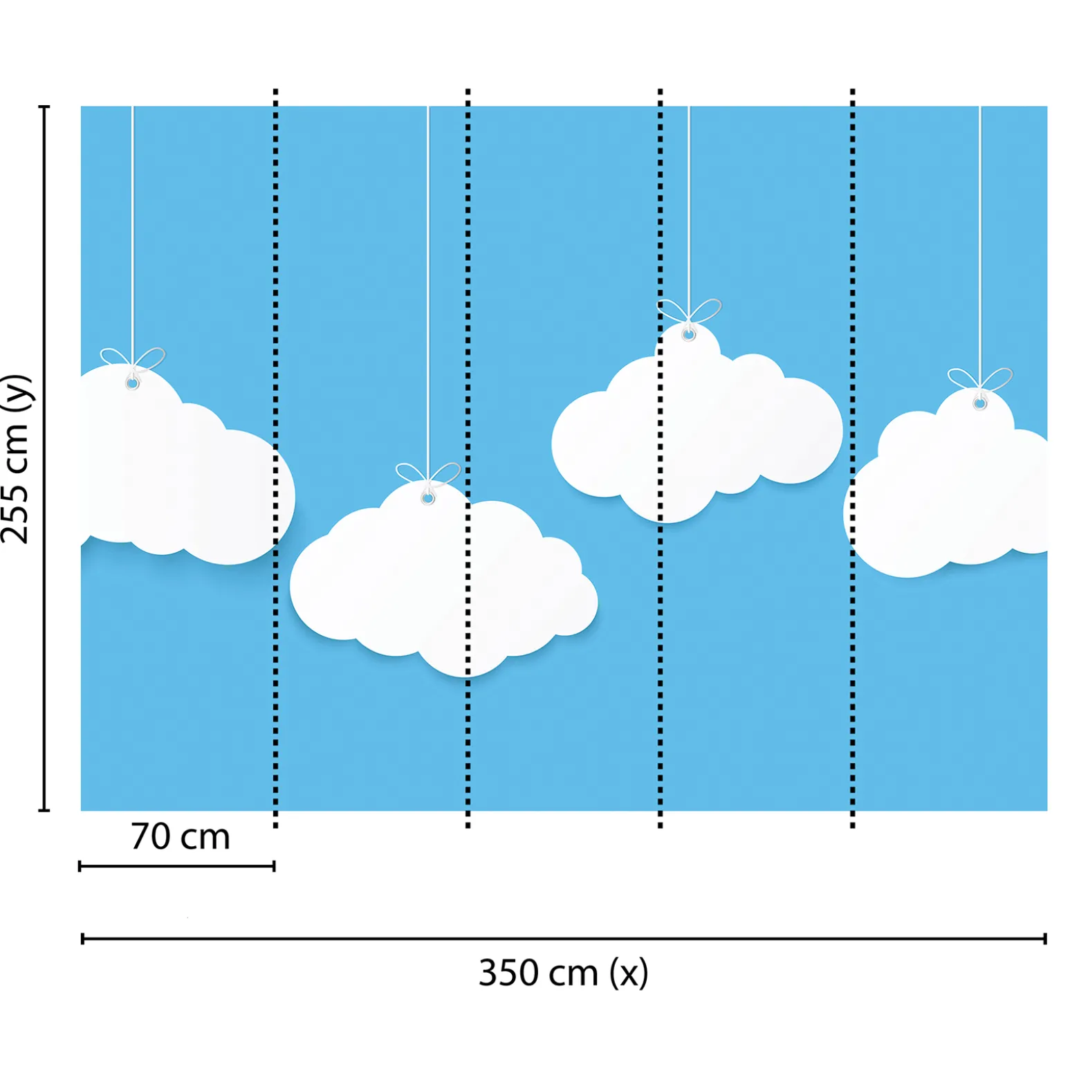 Fototapete Vlies Wolken Mobile Kinder blau weiß