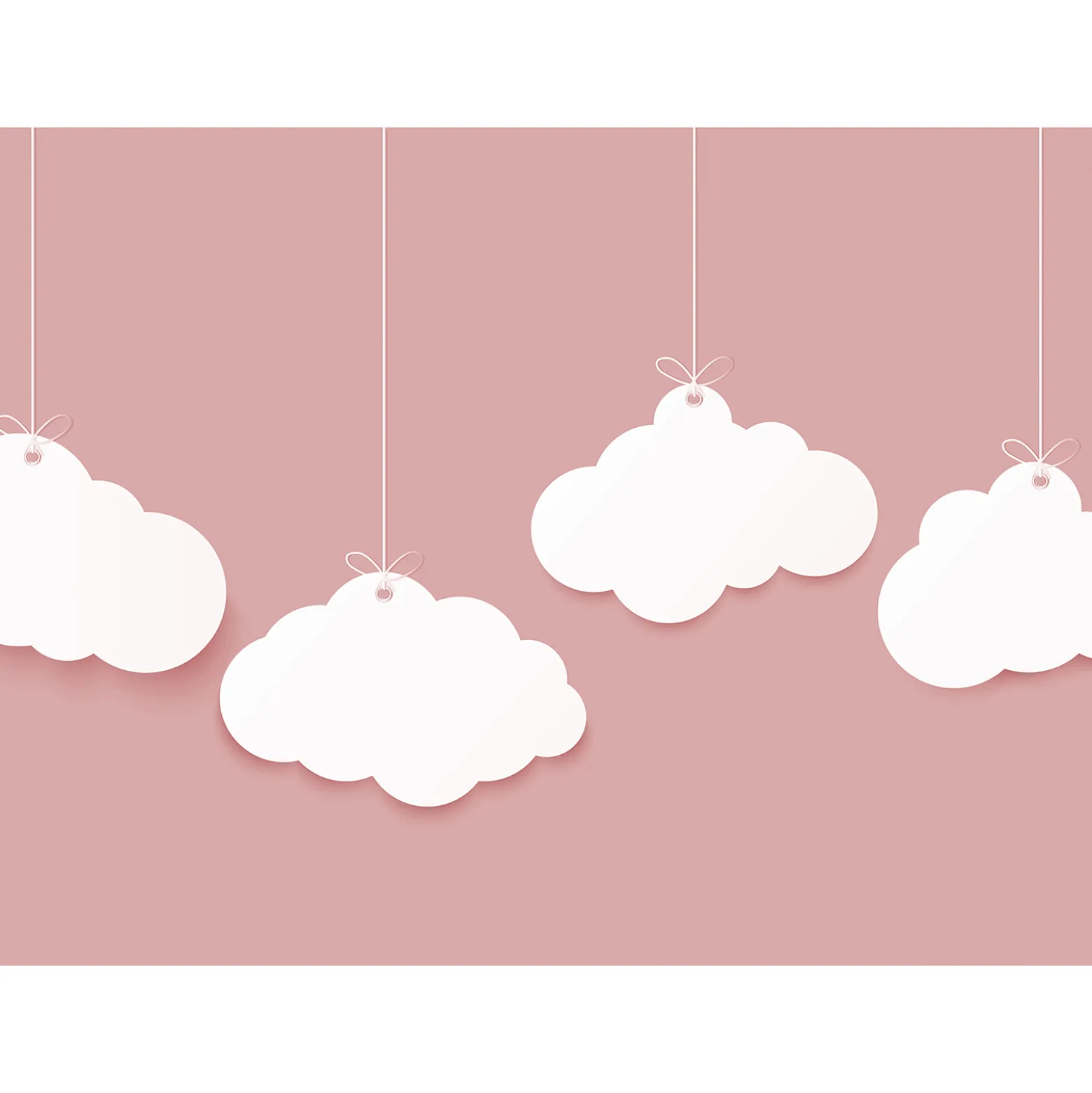 Fototapete Vlies Wolken Mobile Kinder rosa weiß