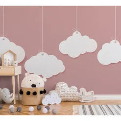 Fototapete Vlies Wolken Mobile Kinder rosa weiß