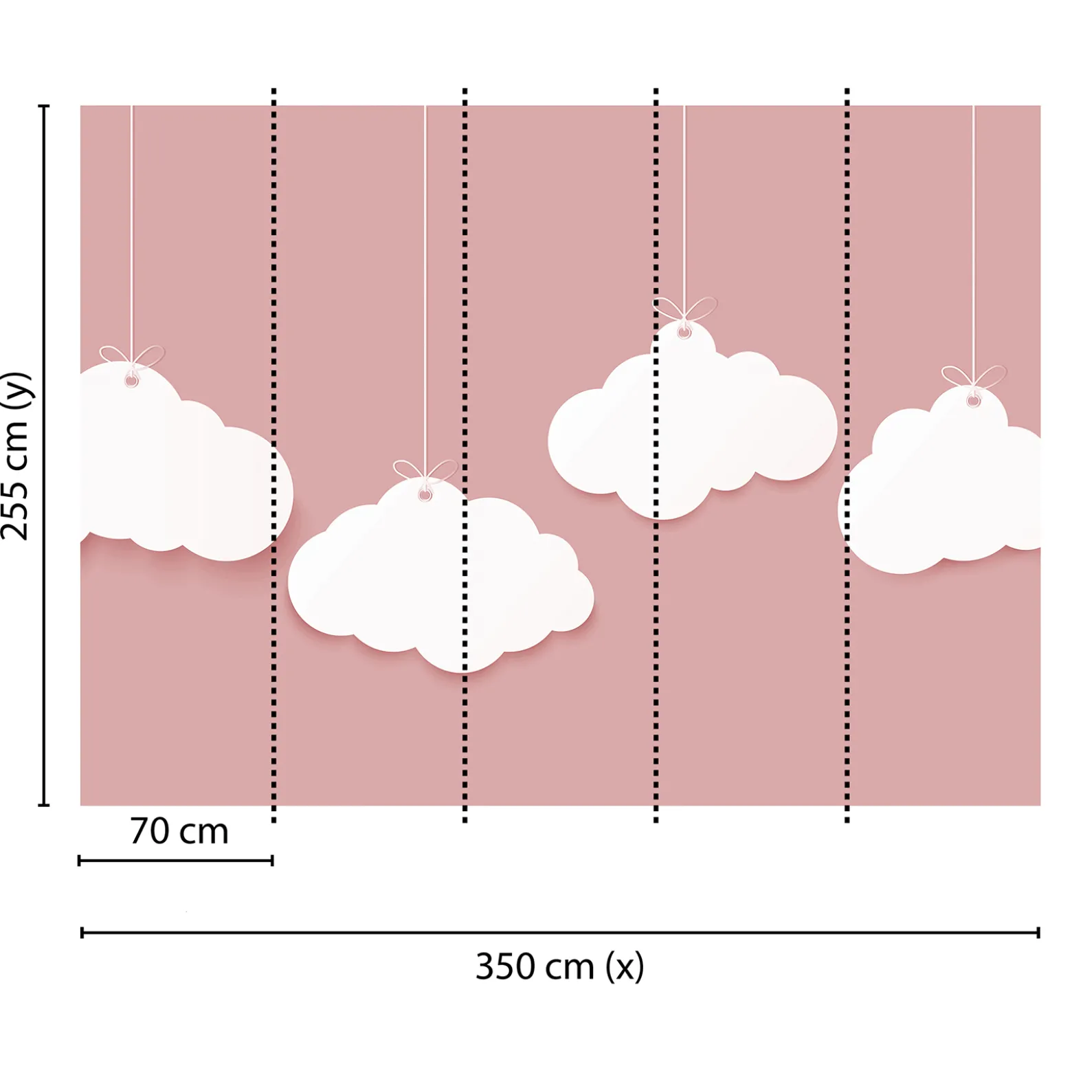 Fototapete Vlies Wolken Mobile Kinder rosa weiß