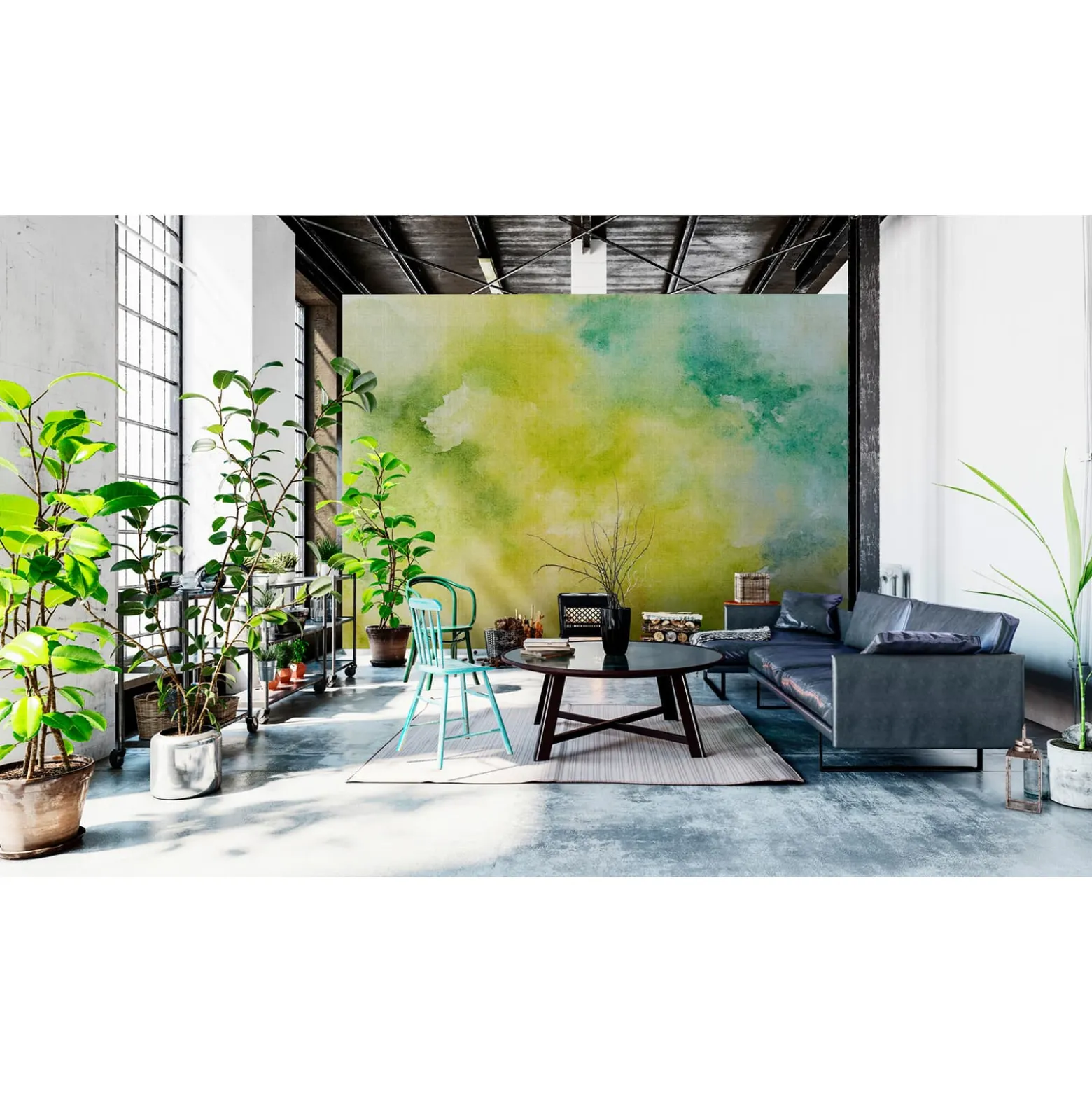 Fototapete Vlies Wolken Wasserfarben gelb Premium