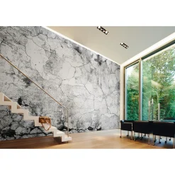 Fototapete Vlies Zement Risse Wand grau Designwalls