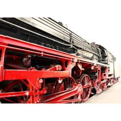 Fototapete Vlies Zug Lokomotive grau rot