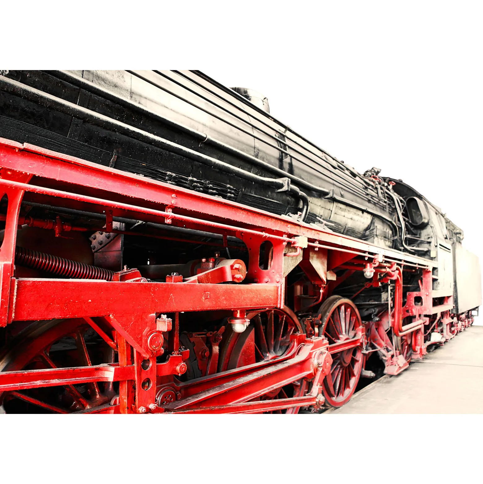 Fototapete Vlies Zug Lokomotive grau rot