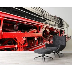 Fototapete Vlies Zug Lokomotive grau rot