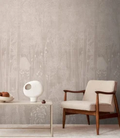 Fototapete Wald Bäume Floral Beige Creme 79216-1