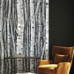 Fototapete Wald Bäume Natur Motiv Grau Creme 35395