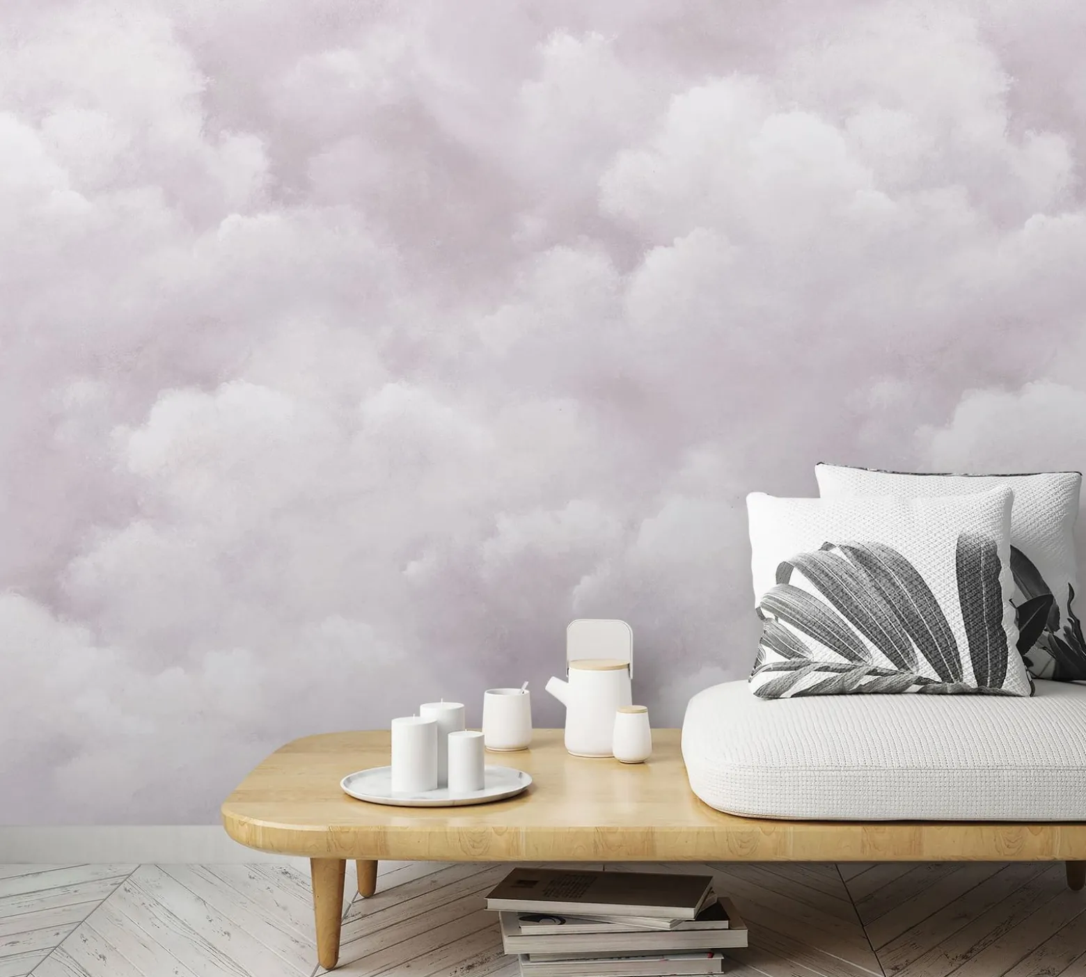 Fototapete Wolken Himmel Muster violett weiß Marburg