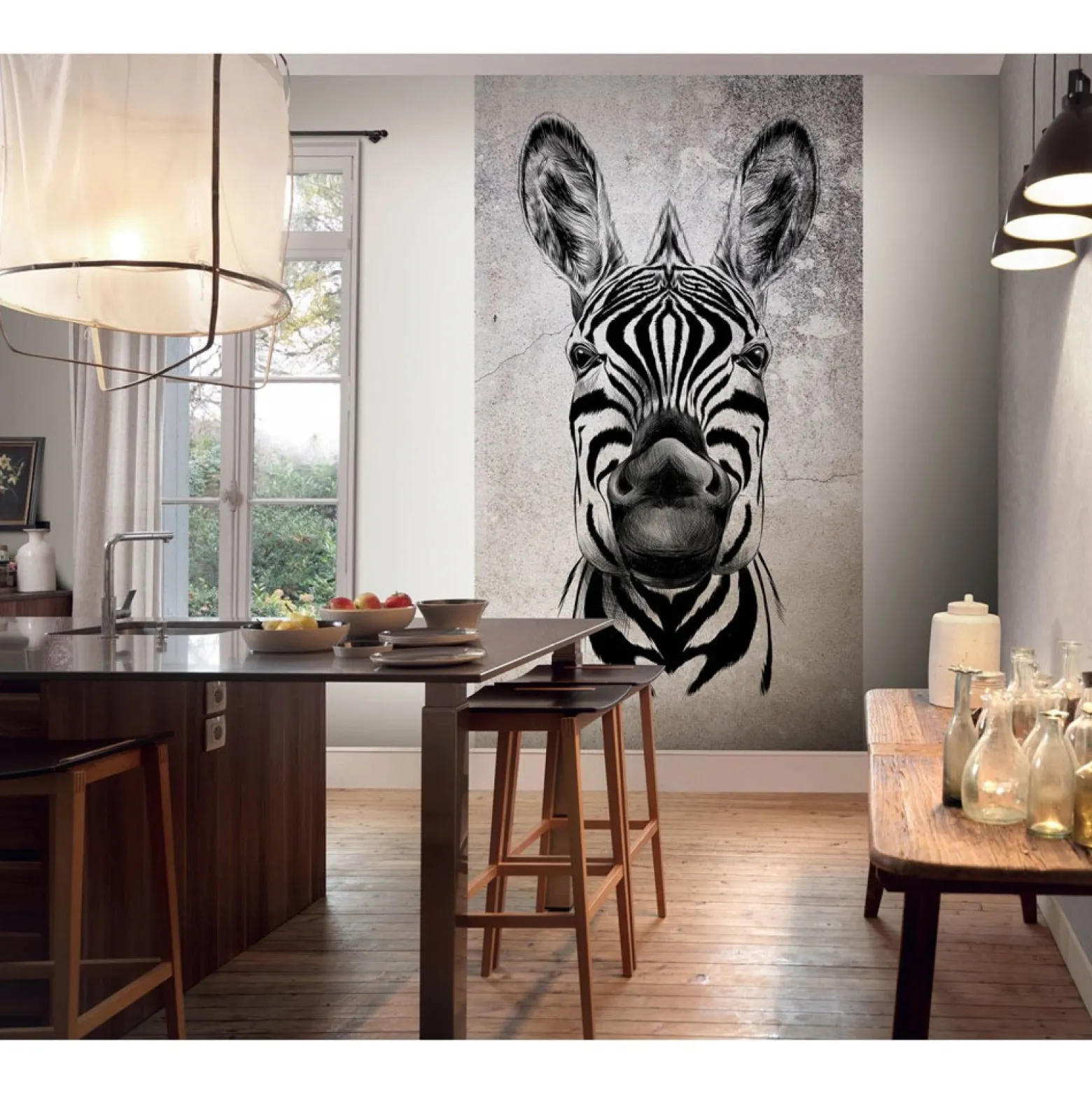 Fototapete Zebra Exotisch Grau Schwarz 2516N-81