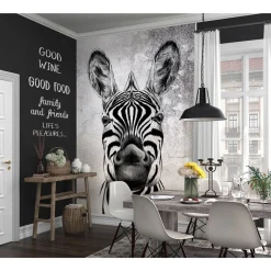 Fototapete Zebra Exotisch Grau Schwarz 2516N-81