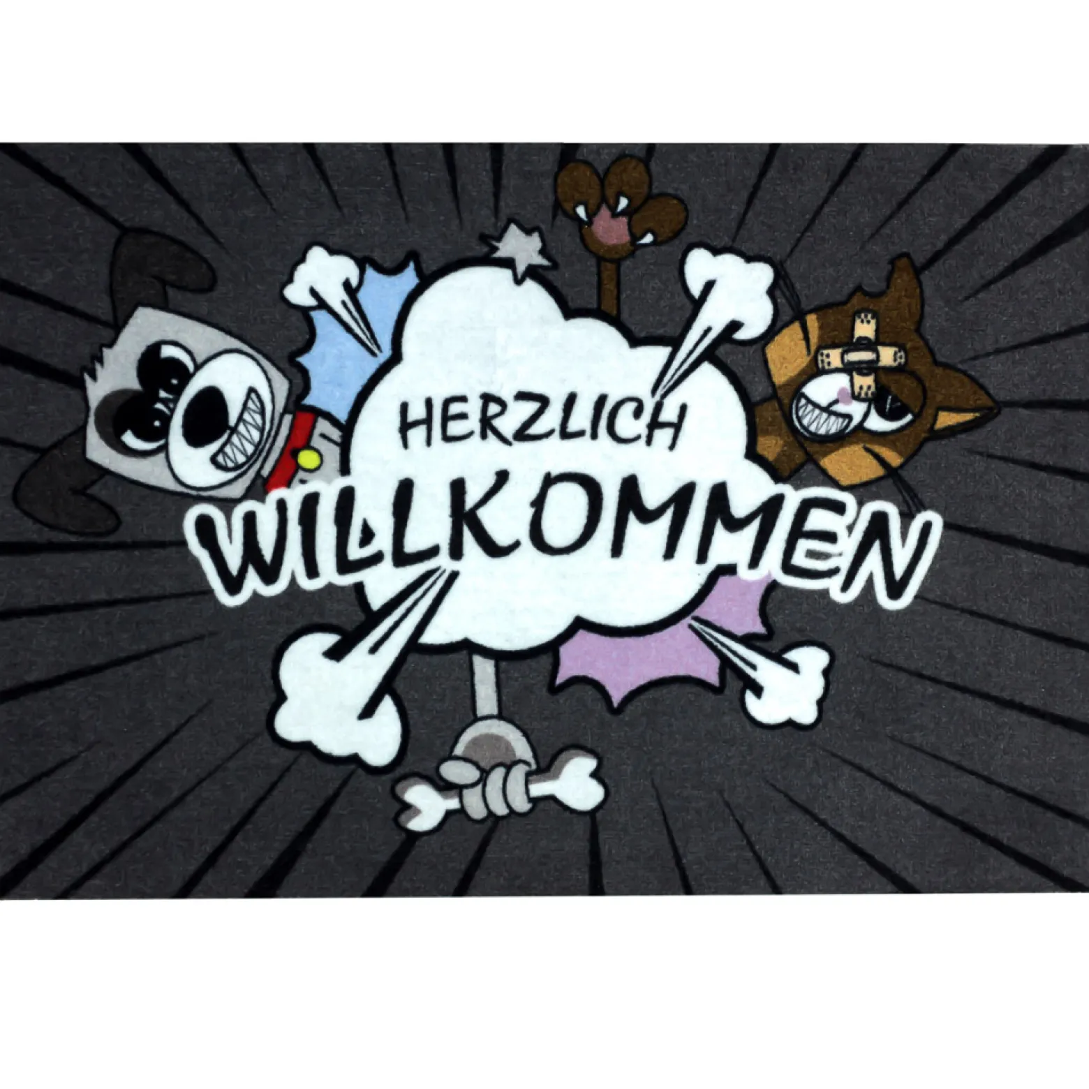 Fußmatte Türmatte Hund Katze Tier Comic 50x70cm