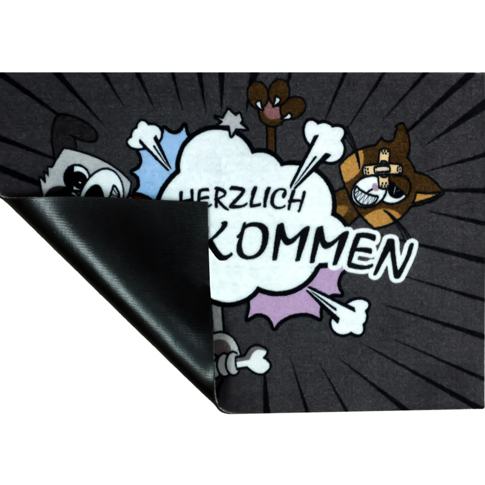 Fußmatte Türmatte Hund Katze Tier Comic 50x70cm