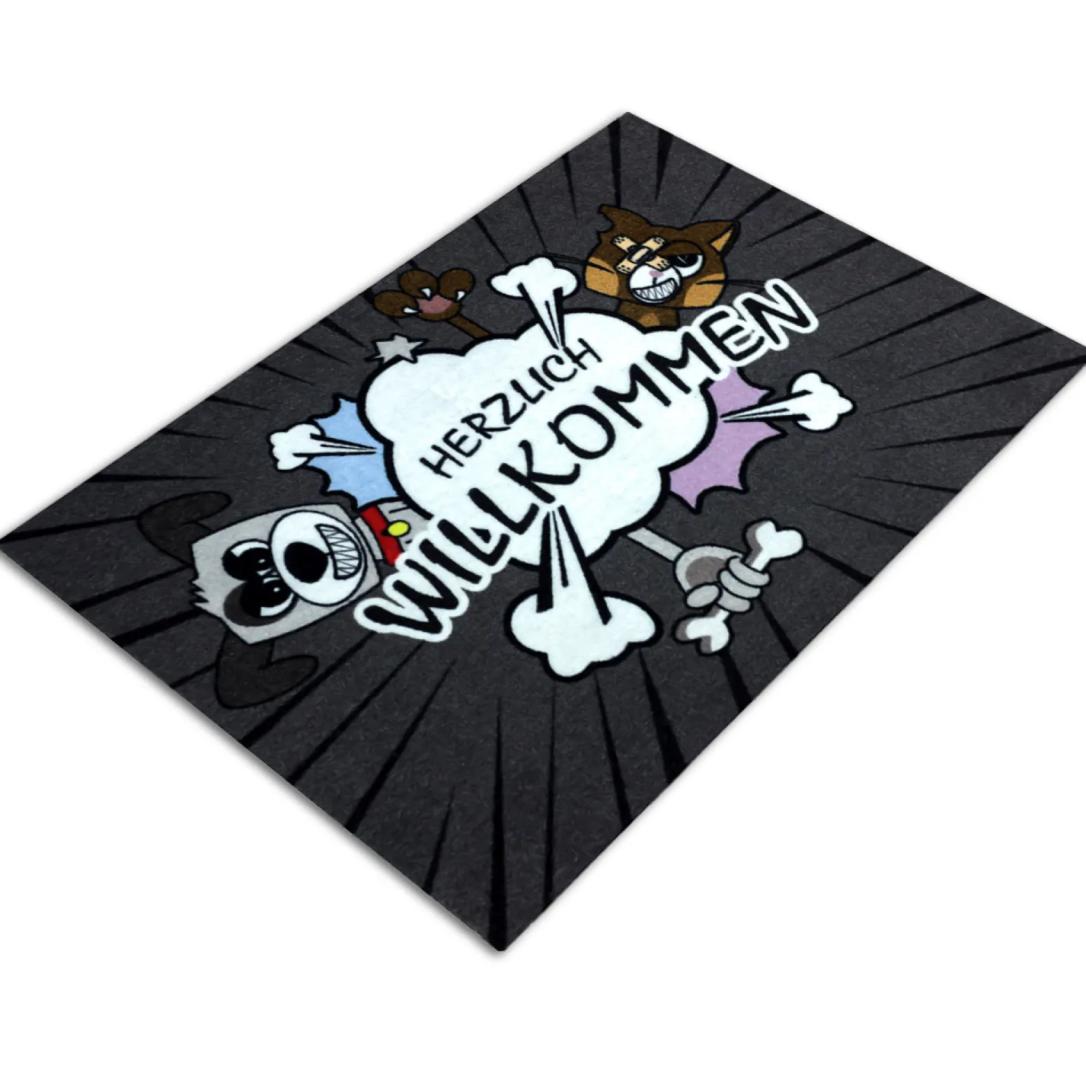 Fußmatte Türmatte Hund Katze Tier Comic 50x70cm
