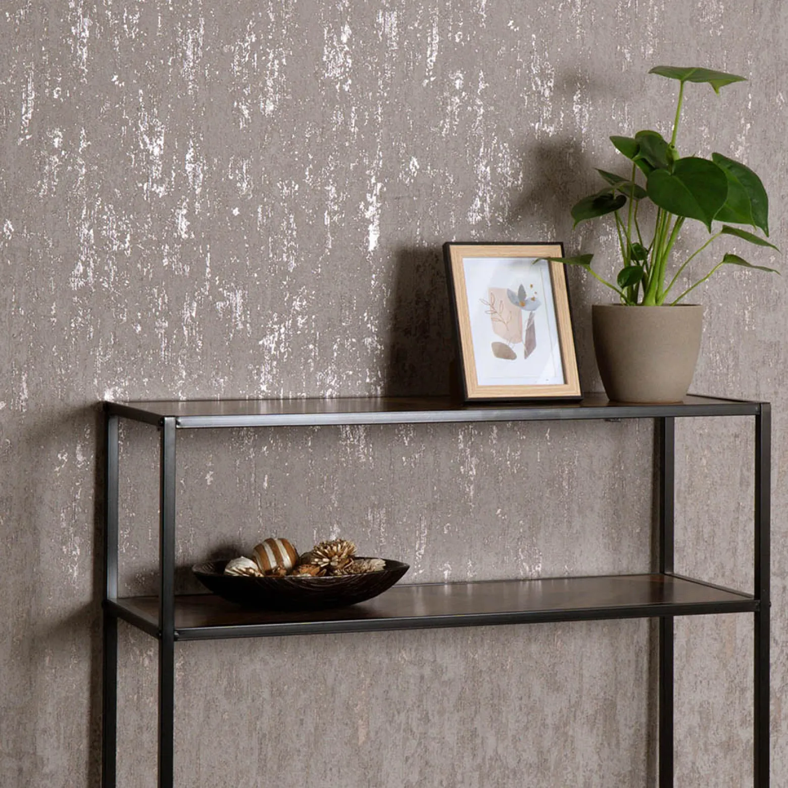 Guido Maria Kretschmer Tapete Putzoptik Braun Metallic