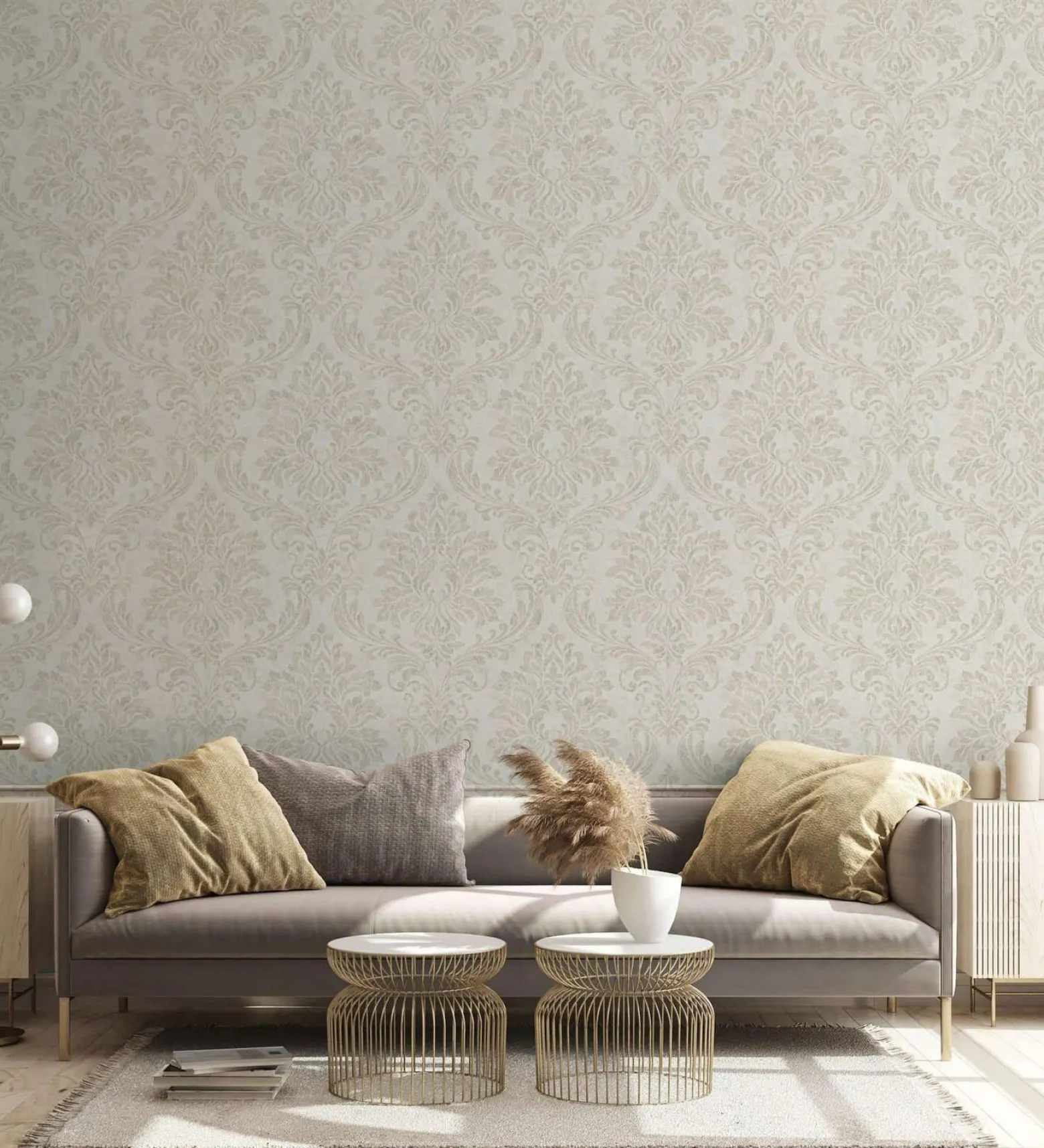 GZSZ Vliestapete Barock Shabby Beige Metallic 34812