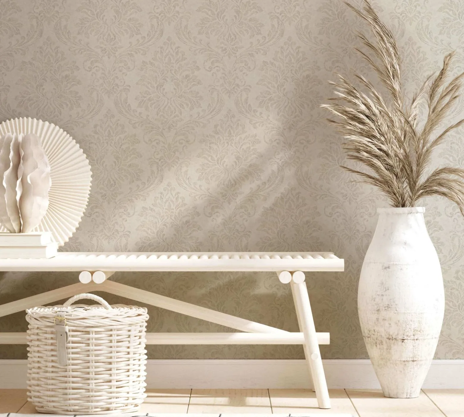 GZSZ Vliestapete Barock Shabby Beige Metallic 34812