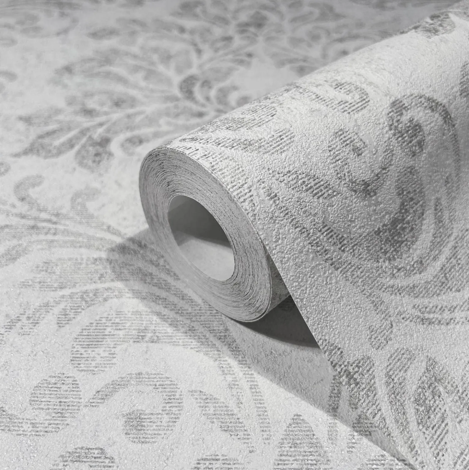 GZSZ Vliestapete Barock Shabby Hellgrau Metallic 34813