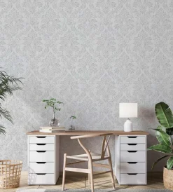 GZSZ Vliestapete Barock Shabby Hellgrau Metallic 34813