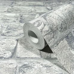 GZSZ Vliestapete 3D-Optik Backstein Hellgrau Weiß 34835