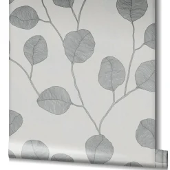 GZSZ Vliestapete Floral Blätter Grau Schwarz Weiß 34810