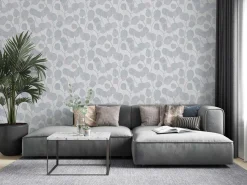 GZSZ Vliestapete Floral Blätter Weiß Blau Grau 34808