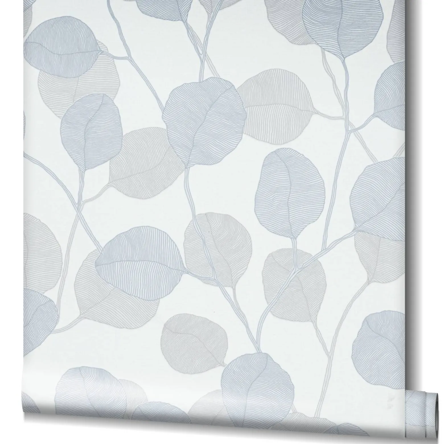 GZSZ Vliestapete Floral Blätter Weiß Blau Grau 34808
