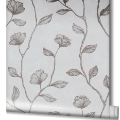 GZSZ Vliestapete Floral Blumen Grau Bronze Metallic 34801