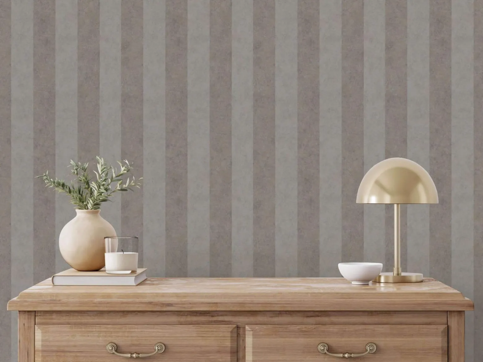 GZSZ Vliestapete Streifen Shabby Braun Metallic 34822