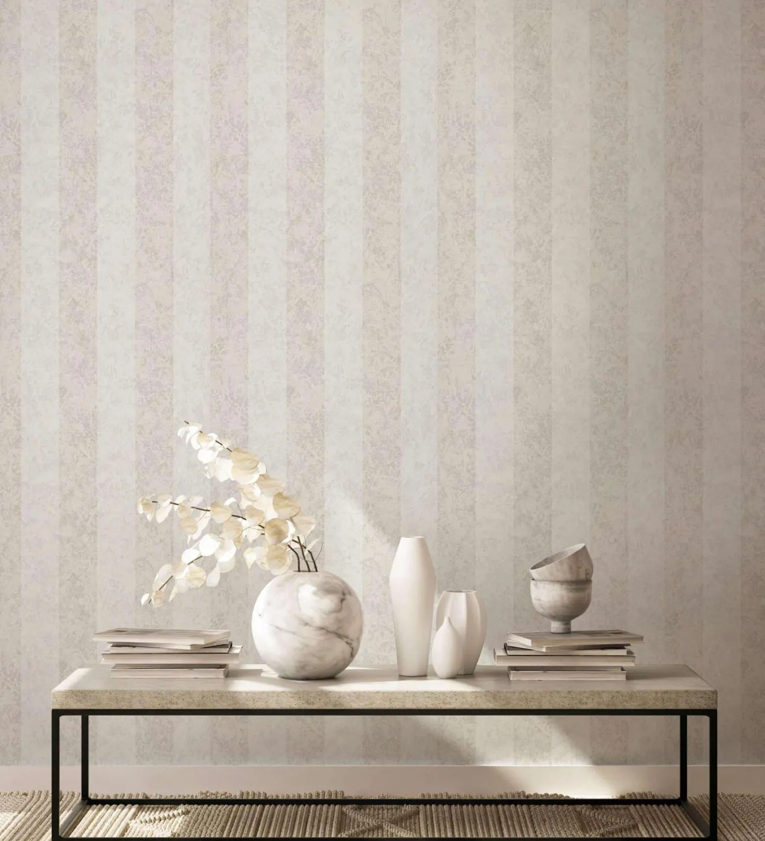 GZSZ Vliestapete Streifen Shabby Beige Metallic 34818