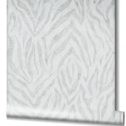 GZSZ Vliestapete Zebra Streifen Weiß Grau Metallic 34815