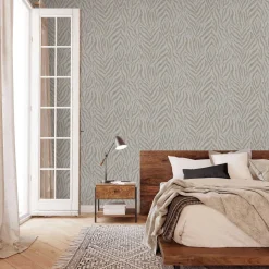 GZSZ Vliestapete Zebra Streifen Beige Braun Metallic 34816