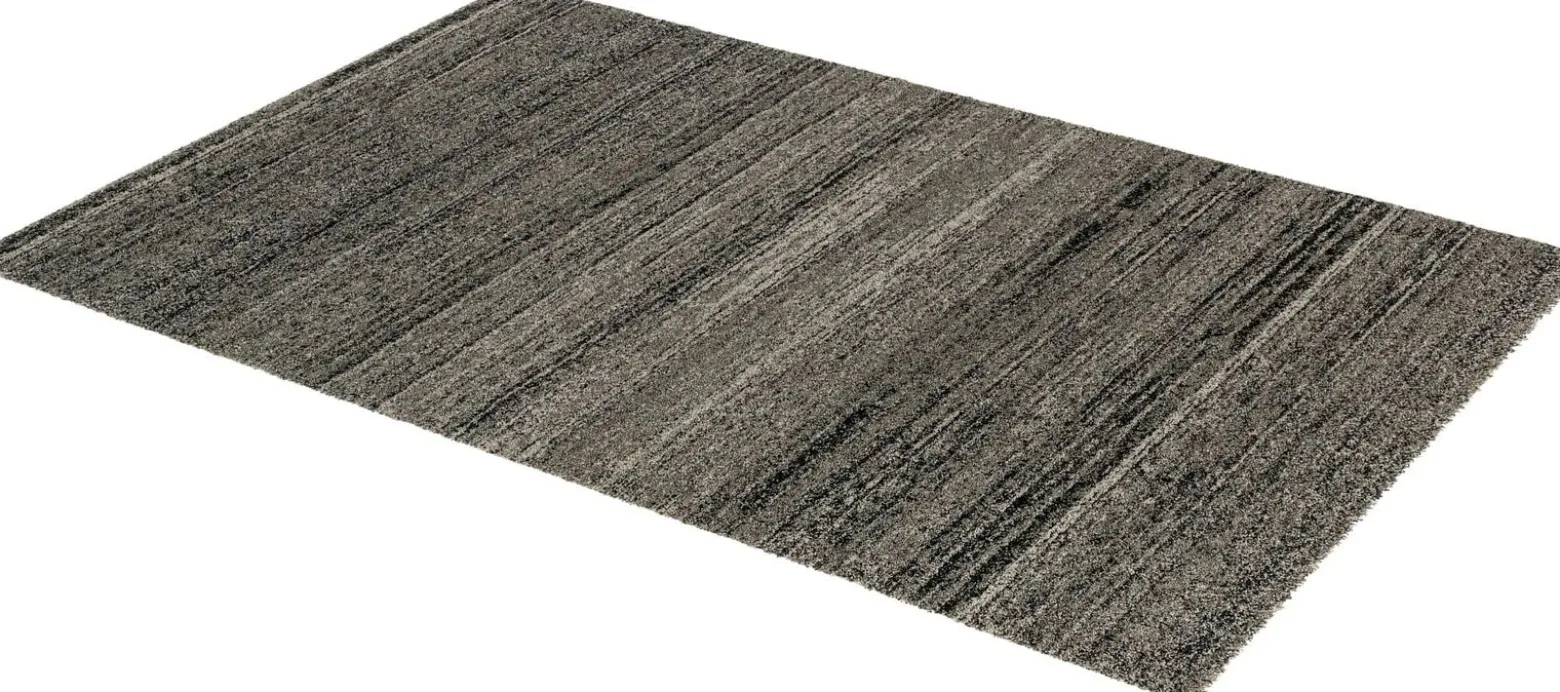 Hochflor Teppich meliert Streifen anthrazit Astra Samoa