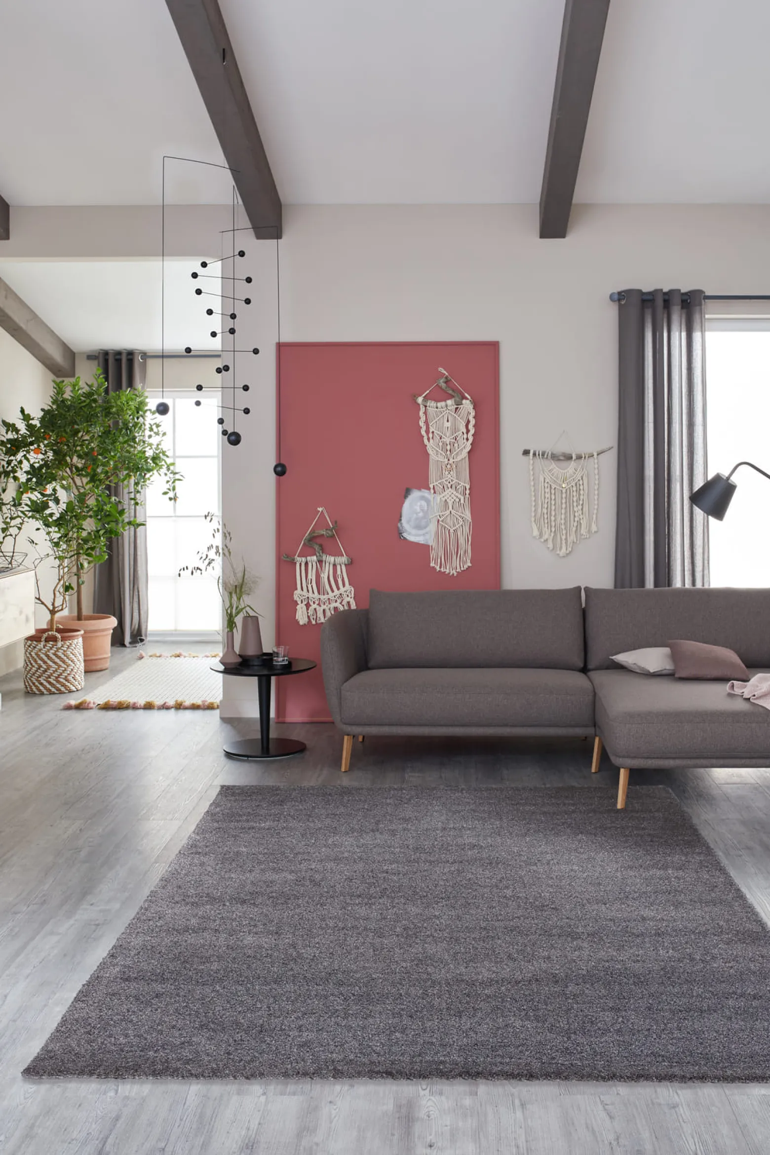 Hochflor Teppich Schöner Wohnen einfarbig grau Joy