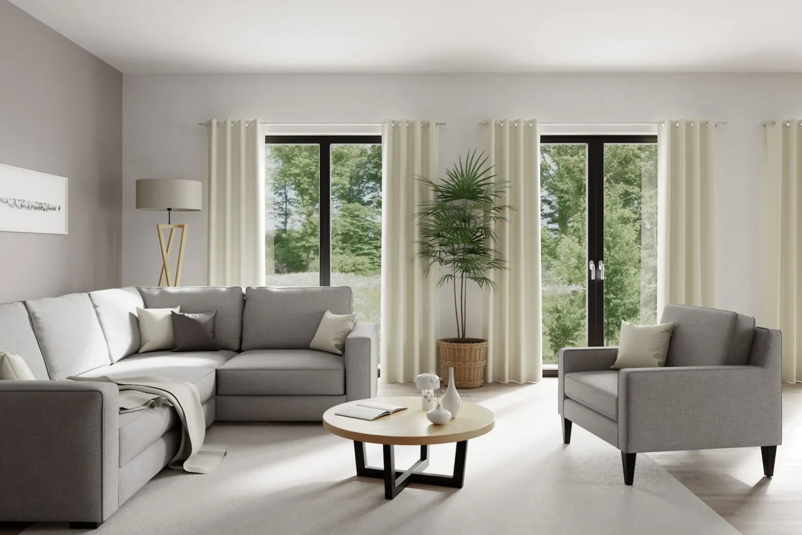 Homing Ösenschal Bahamas creme uni blickdicht 6805-11