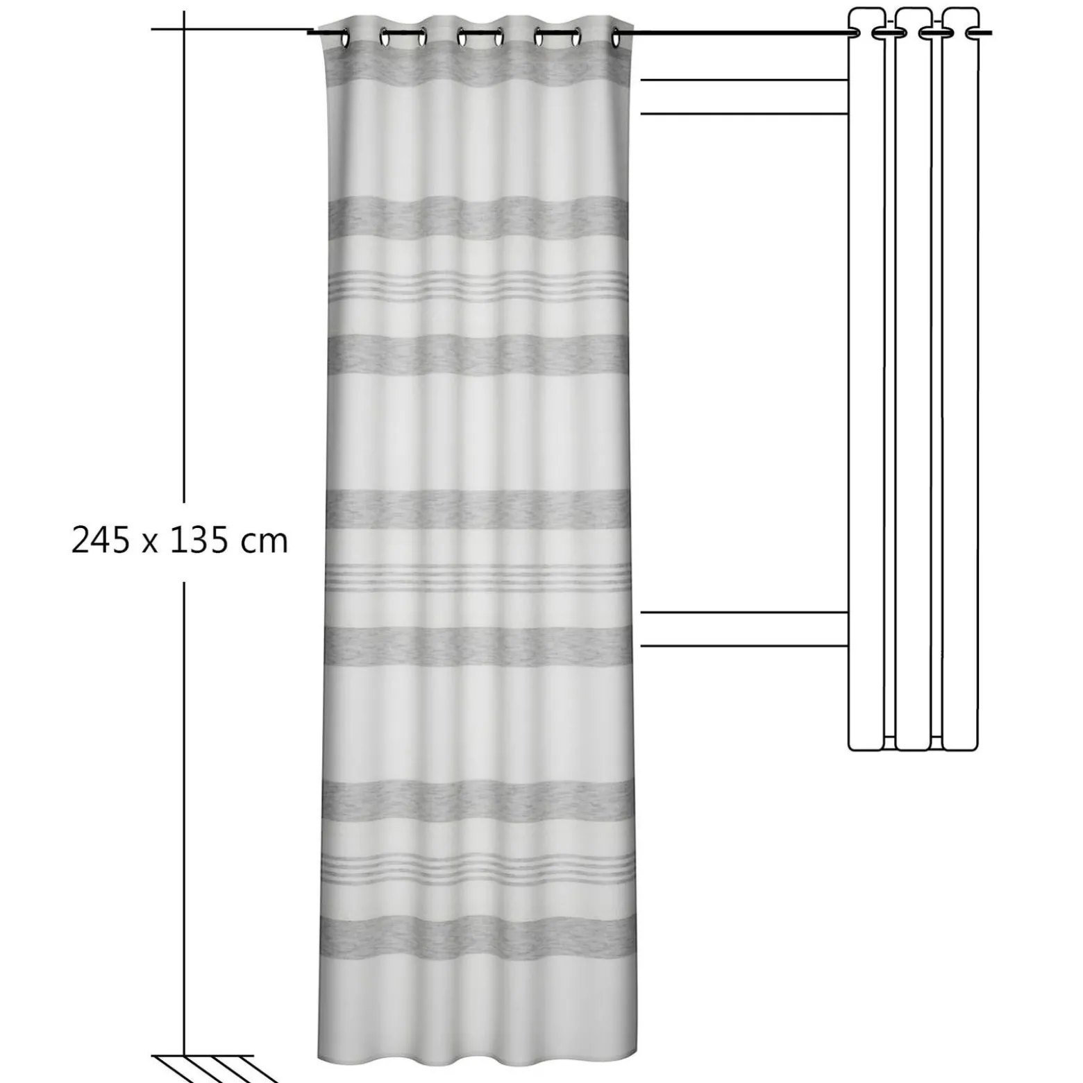Homing Ösenschal Kaia creme-grau Streifen 8309-16
