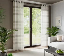 Homing Ösenschal Kaia creme-grau Streifen 8309-16
