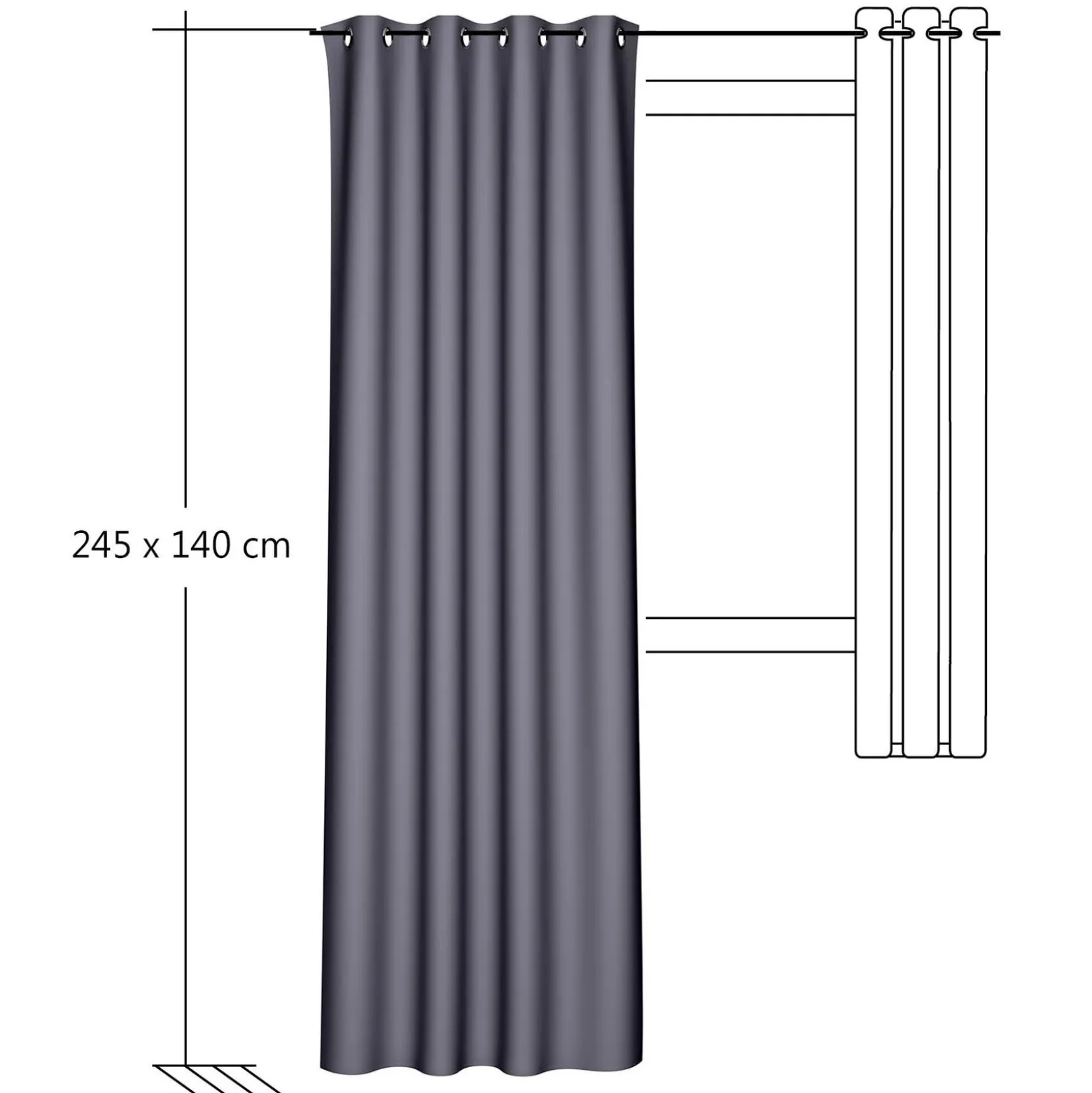 Homing Ösenschal Mia anthrazit Uni blickdicht 8263-46
