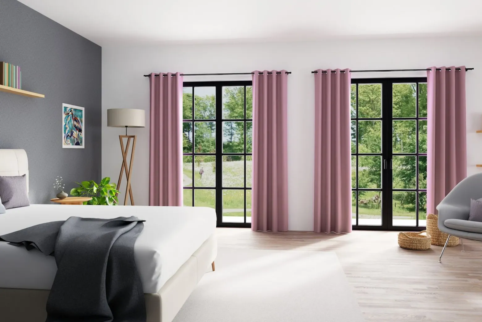 Homing Ösenschal Mia rosé Uni blickdicht 8263-60