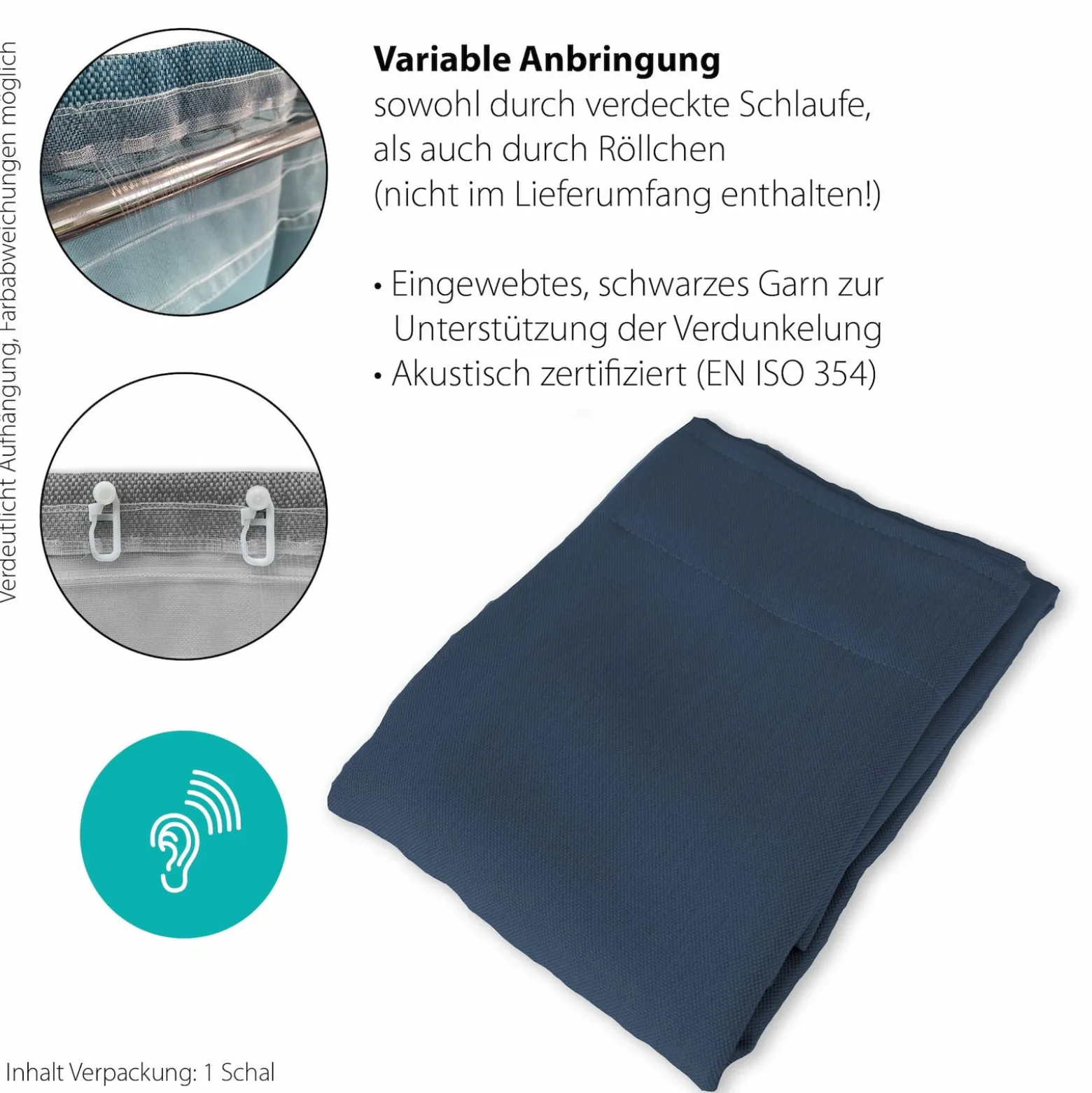 Homing Vorhang verdeckte Schlaufe Galdin blau 5954-02