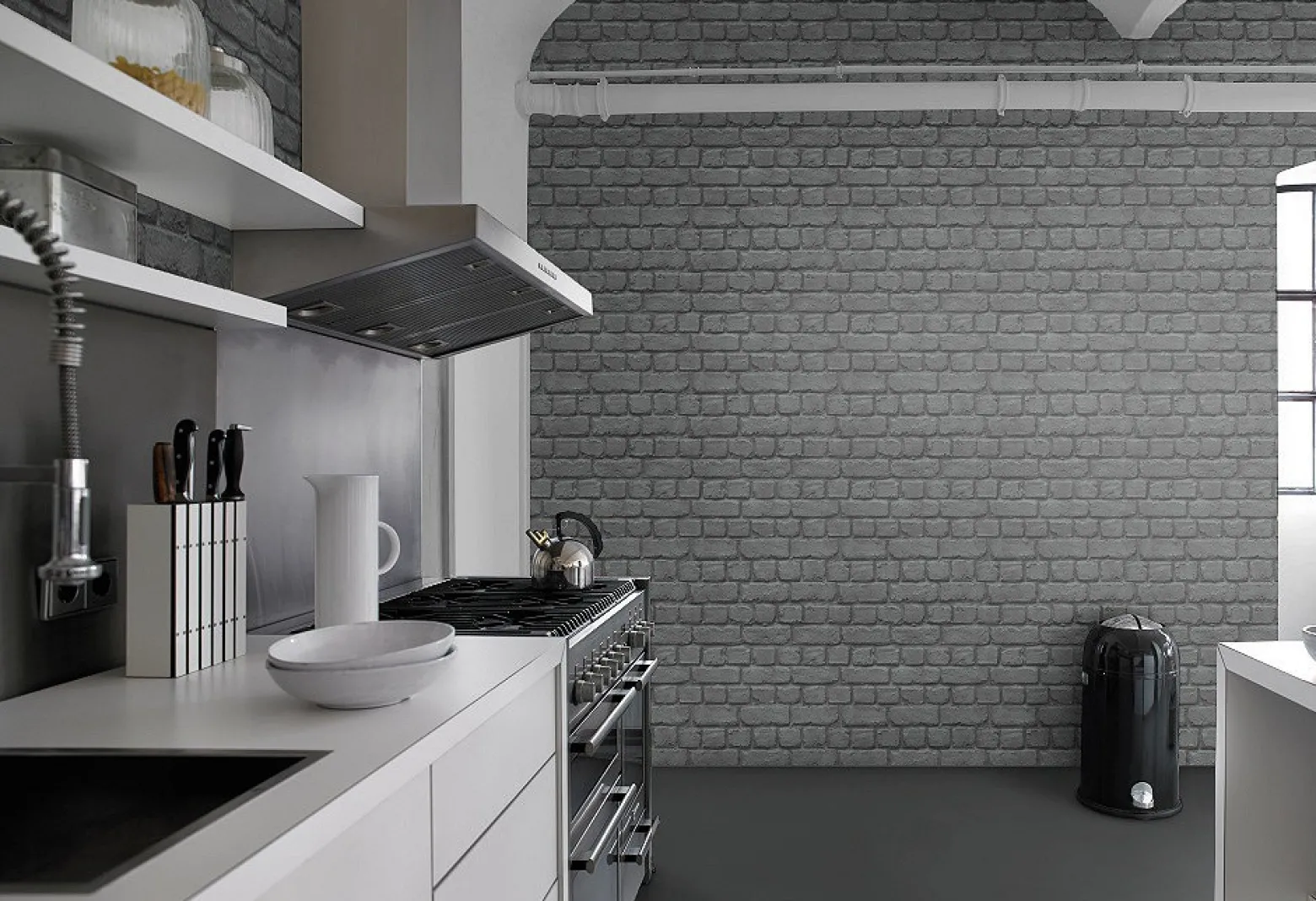 Jugendtapete Steinmauer Ziegel schwarz Rasch 226744