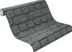 Jugendtapete Steinmauer Ziegel schwarz Rasch 226744