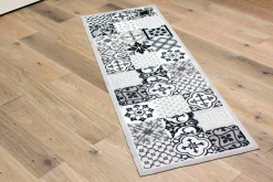 Küchenläufer Läufer Kachel Fliesen Mosaik grau | waschbar