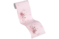 Kinder Bordüre Katze Hase rosa hellgrau Glanz 35567-1