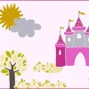 Kinder Bordüre Prinzessin Schloss rosa pink Glanz 35853-1